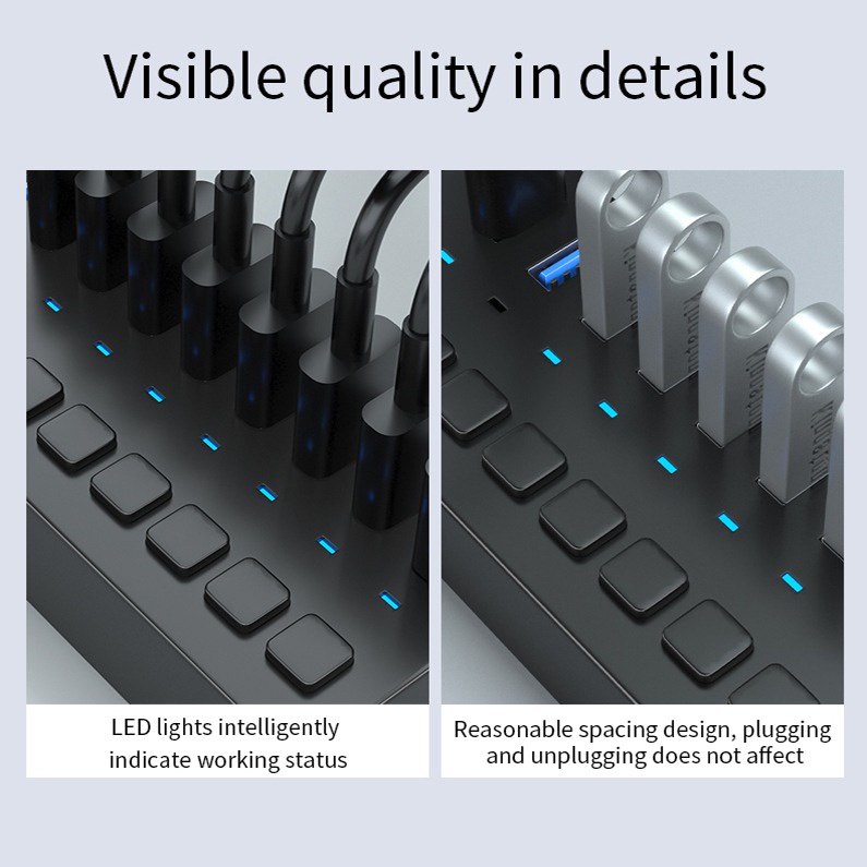 USB HUB 10 Port USB 3.0 ACASIS HS710 High Speed Include Power