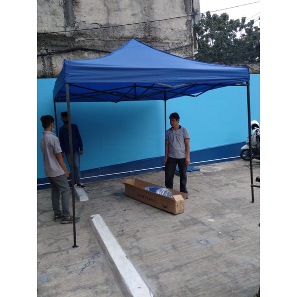 tenda lipat ukuran 3x3 besi holo hitam