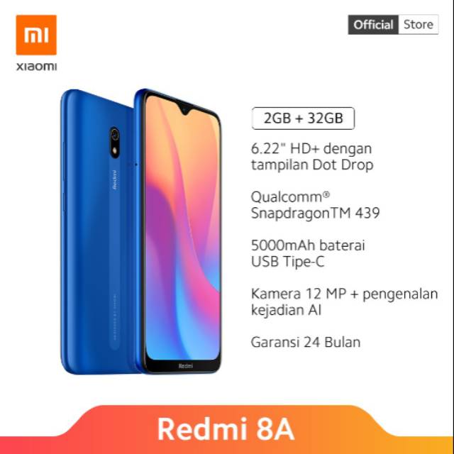 Xiomi Redmi 8A ram 2/ 32 garansi resmi xiaomi indonesia