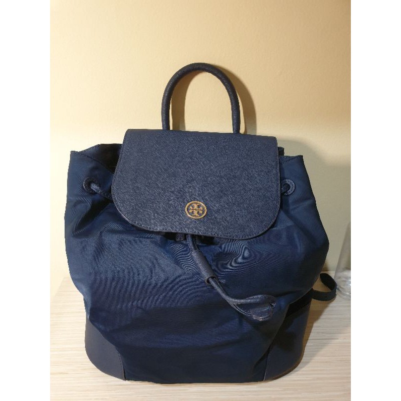 Tas Ransel Tory Burch Original - Second / Tas Ransel Kulit Leather Biru Ori / Tas ransel wanita