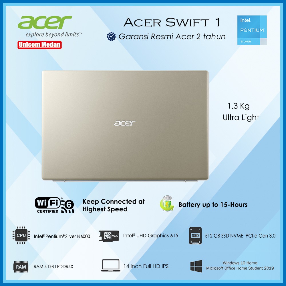 Acer Swift 1 Pentium Silver N6000 4GB 512 SSD OHS FHD