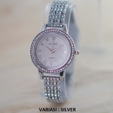 JAM TANGAN WANITA GUESS RANTAI MATA DIAMOND PREMIUM ROMAWI // GS033