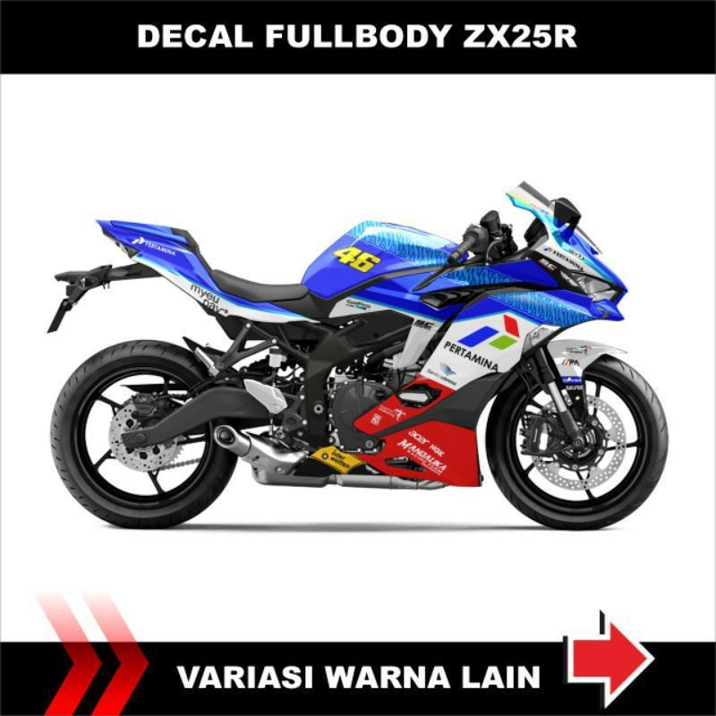 Cutting Decal Striping Ninja Zx 25R Full Body Stiker Variasi Motif Pertamina Mandalika Lis Bodi