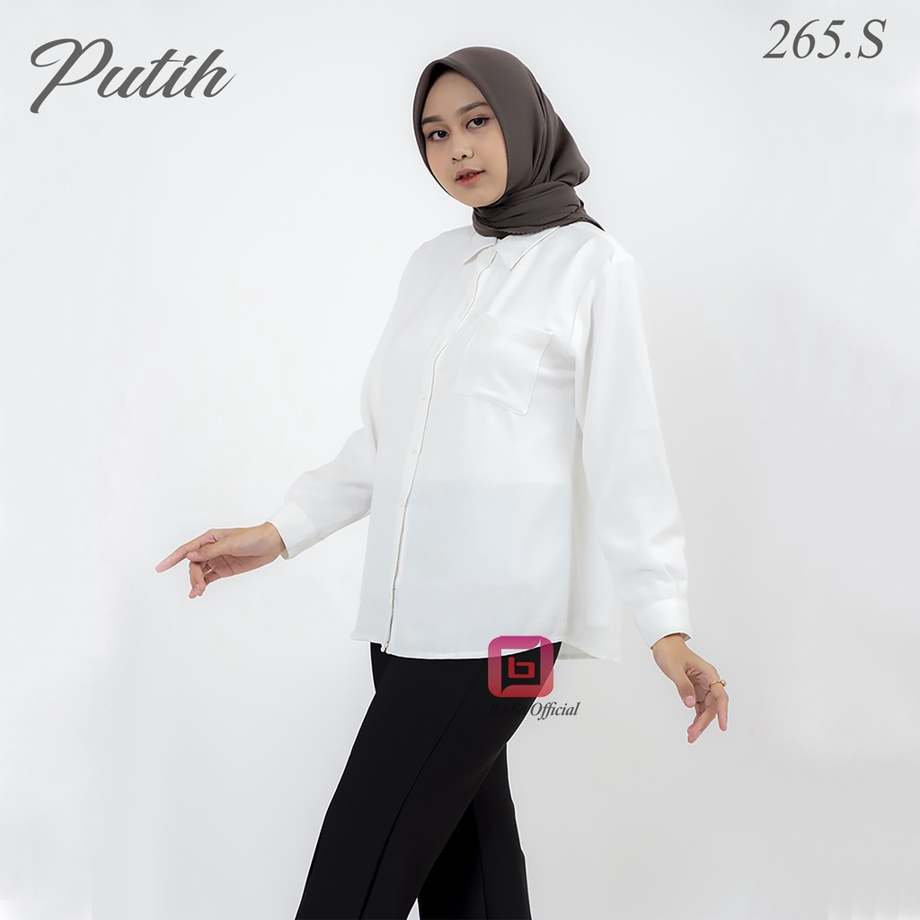 kemeja putih bubble moscrepe kantong tebal lembut lengan panjang wanita premium badiastore