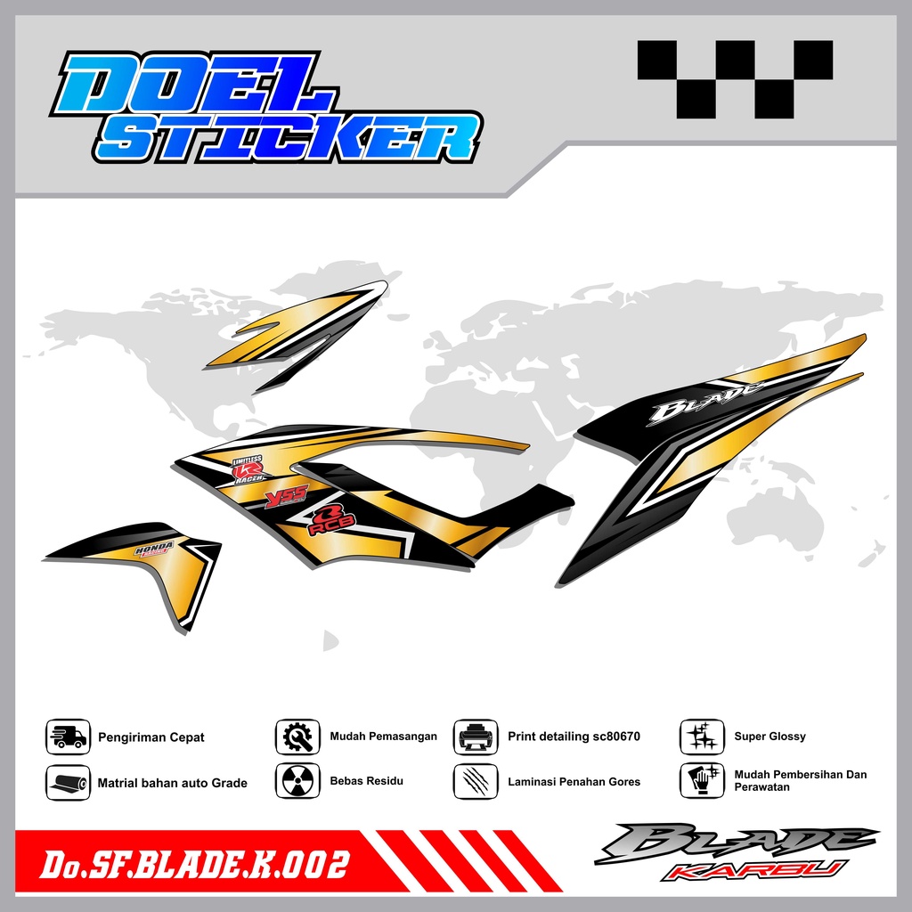 STICKER STRIPING BLADE 110 KARBU - STICKER STRIPING LIST VARIASI HOLOGRAM , CROME BLADE 110 KARBU DOEL 002