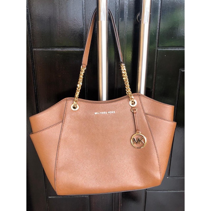 mk jet set travel large chain tote