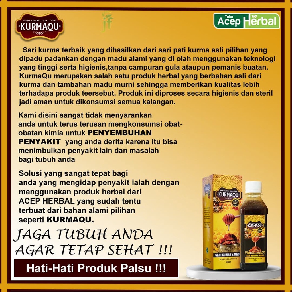 Obat Madu Kuat Tahan Lama, Impotensi, Stamina Pria, Lemah Syahwat, Disfungsi Ereksi, Mudah Keluar, Penambah Gairah, Ejakulasi Dini, Hormon, Gangguan Rangsangan, Depresi, Stres, Merokok, Tekanan Darah Tinggi - KURMAQU Sari Kurma 100% ORIGINAL BPOM-2