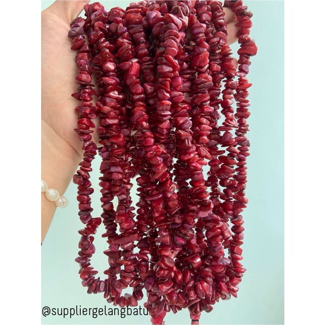 kerikil kerang MERAH MAROON 2cm bahan batu campuran aksesoris warna