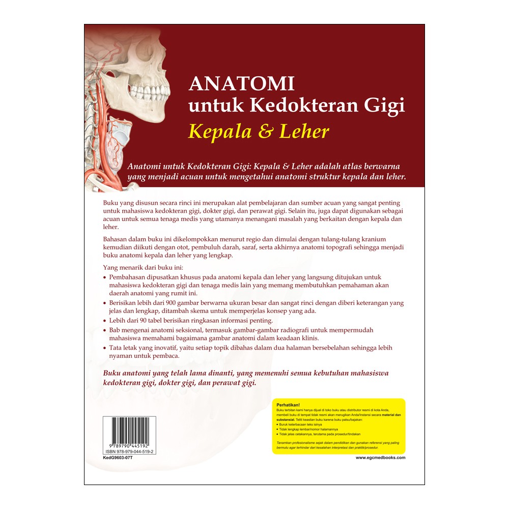Egc Anatomi Untuk Kedokteran Gigi Kepala Leher Shopee Indonesia