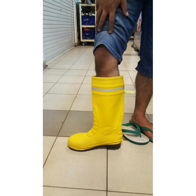 thigh high yellow boots