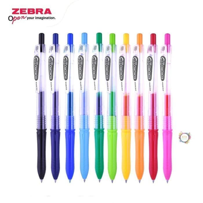 Pulpen Kokoro 0.5 mm / Zebra Kokoro 0.5 Warna Warni / Kokoro Zebra Warna - Satuan