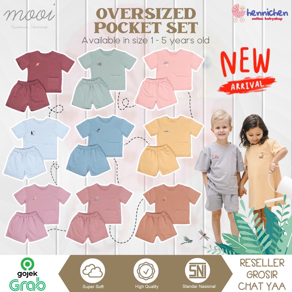 PROMO 7.7 PROMO BAJU LEBARAN MURAH MOOI OVERSIZED POCKET TEE SETELAN ANAK UNISEX SETELAN ANAK LAKI-LAKI 1-5 tahun