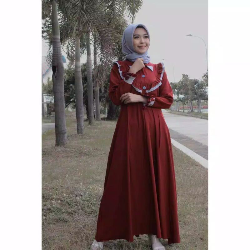 (COD) (HOT PRODUK)  TERMURAH GAMIS KIMMY DEWASA / Gamis Moscrape Premium / Prita maxi/ lilla maxi-5