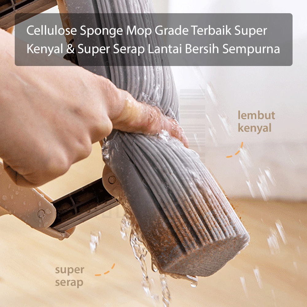 Alat Pel Lantai Spons Sponge Mop 28cm Alat Pel Lantai Karet Pel Praktis Serbaguna