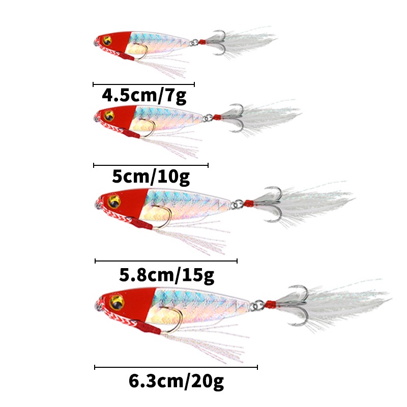 5 Pcs Umpan Pancing Hard Bait Bentuk Ikan Imitasi 3d Bahan Logam Berat 7g / 10g / 15g / 20g