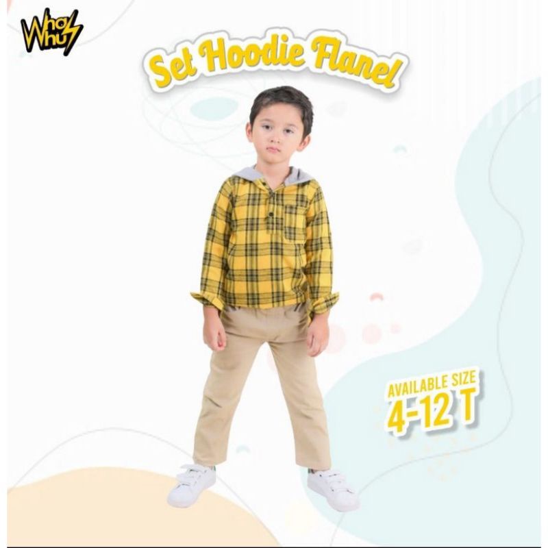 Afsheenastore Hoodie Flanel By Whaz Whuz / Setelan Kemeja Flanel Anak