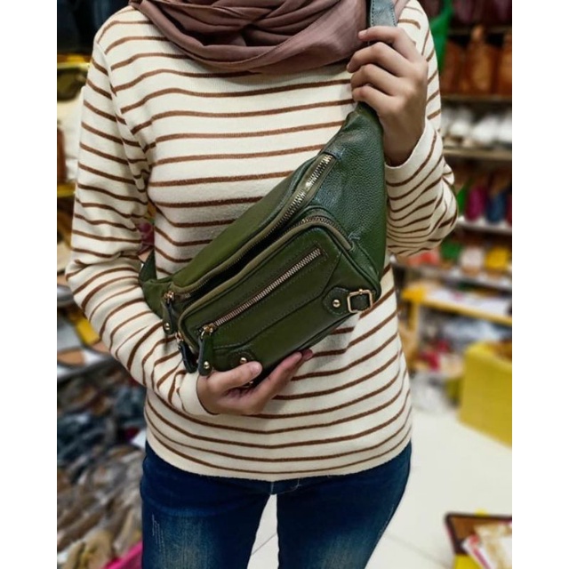 waisbag kulit papirut /TAS PINGGANG WANITA/TAS DADA KULIT SAPI ASLI