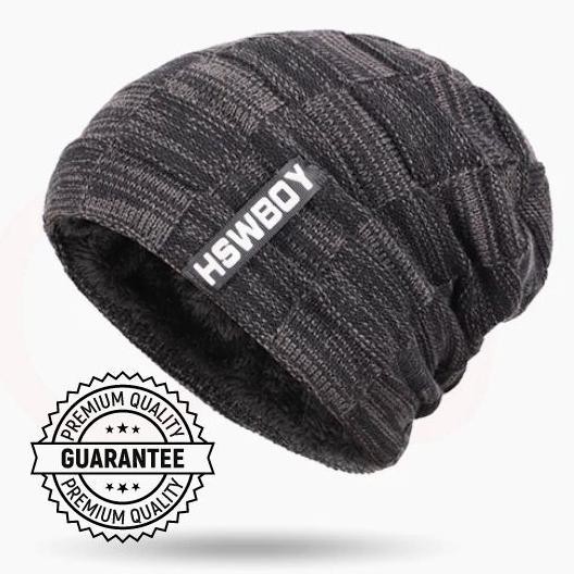 Topi Kupluk Dewasa Rajut Import Pria Wanita Korea Tebal-Kupluk Hsw - Hitam