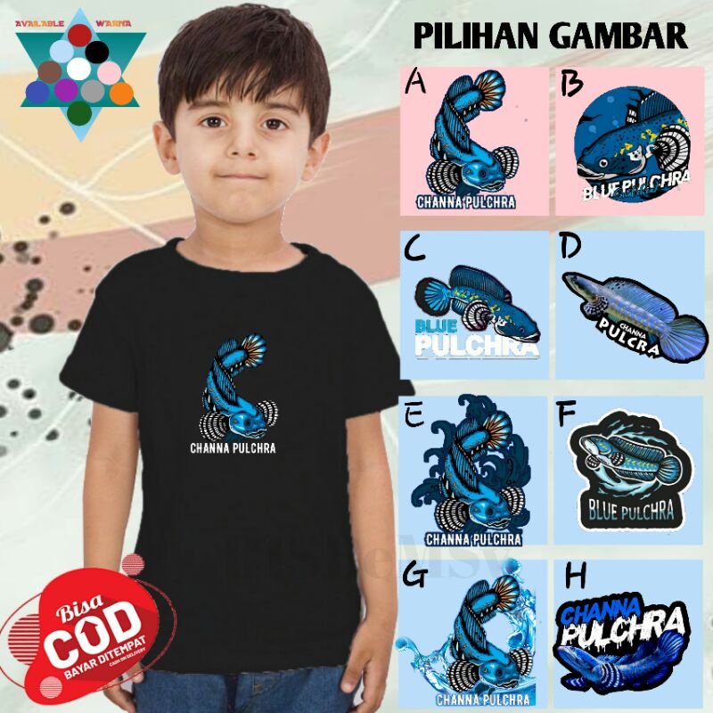 Baju kaos Anak Distro CHANNA BLUE PULCHRA/CANA EMPEROR/Kaos Oblong Lengan Pendek Murah/Fashion anak 
