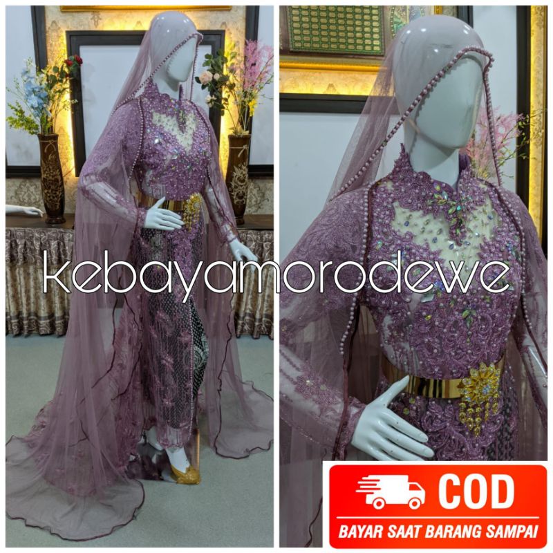 Kebaya akad nikah modern full payet slayer mutiara / kebaya akad nikah murah mewah full payet