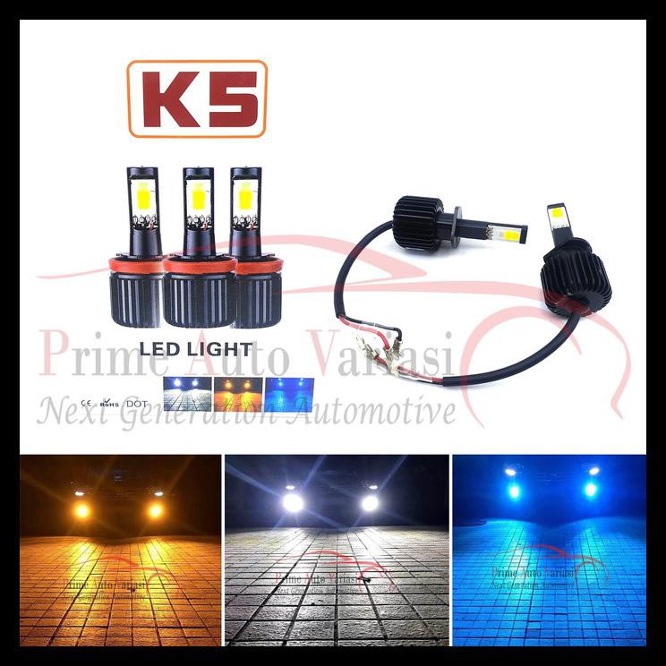 DISKON TG Lampu LED Mobil H11 Turbo LED 3 Warna K5 Socket H11 Universal