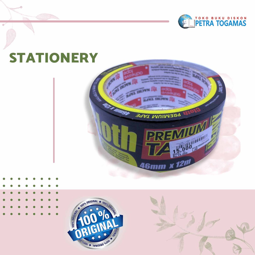 

ISOLASI PLAKBAN LINEN TAPE 2"X12 M (46MMX12M)/1.5"X12Y(35MMX12M)/1"X12Y (23MMX12M) NACHI HITAM