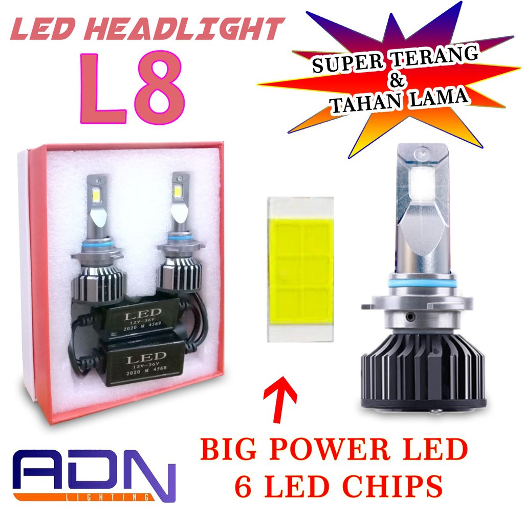 Lampu Led Mobil Utama Foglamp L8 H1 H3 H7 H11 HB3 HB4 BigPower Led 48W