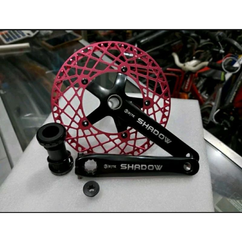 CRANK SYTE SHADOW HT2 53T MERAH FOLDING BIKE SEPEDA LIPAT