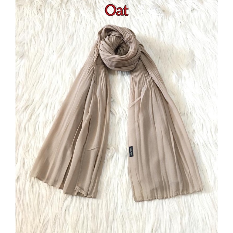 Premium PASHMINA PLISKET DUYUNG CERUTY Uno AZARA Ori Hijab Jilbab Pasmina 180x75cm-OAT