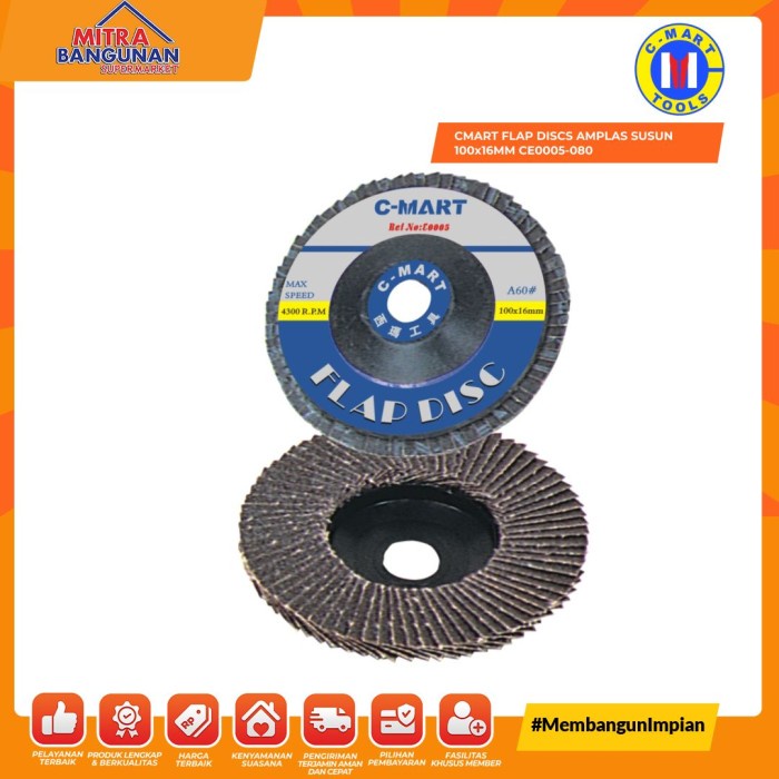 

CMART FLAP DISCS AMPLAS SUSUN 100x16MM CE0005-080
