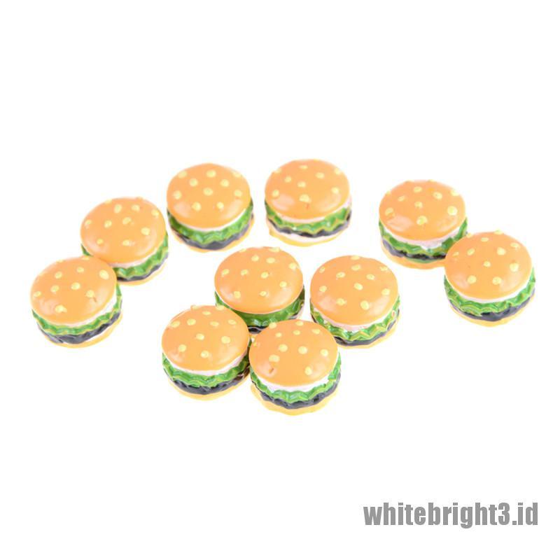(white3) 10pcs Miniatur Hamburger Skala 1: 12 Untuk Dekorasi Rumah Boneka