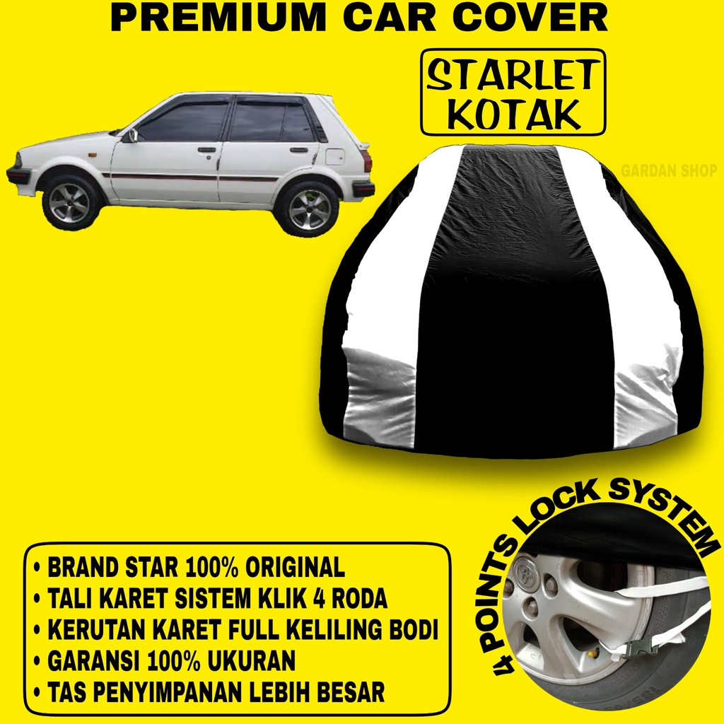 Body Cover STARLET KOTAK Sarung Strip SILVER Penutup Pelindung Bodi Mobil Starlet Kotak PREMIUM