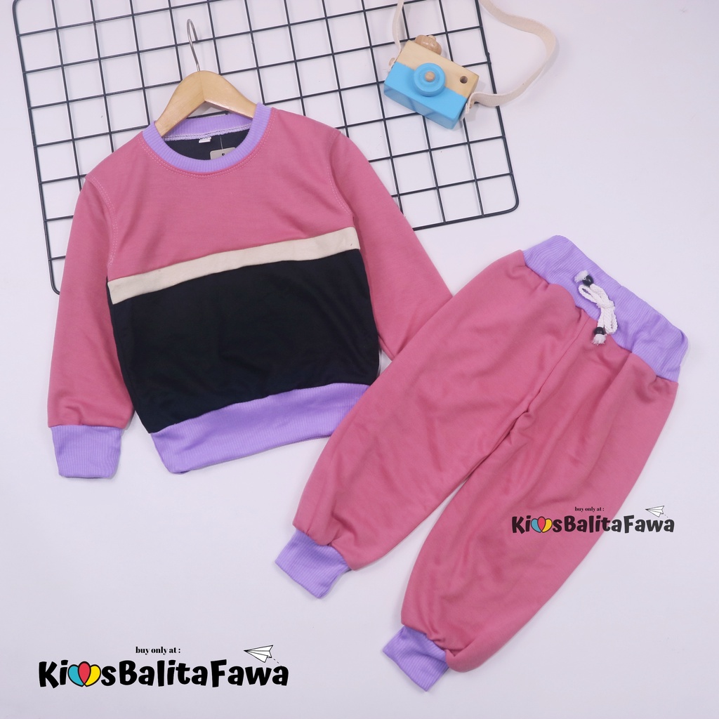 Setelan Nana 1-6 Thn / Baju Lengan Panjang Set Sweater &amp; Jogger Murah Anak Perempuan Bahan Import