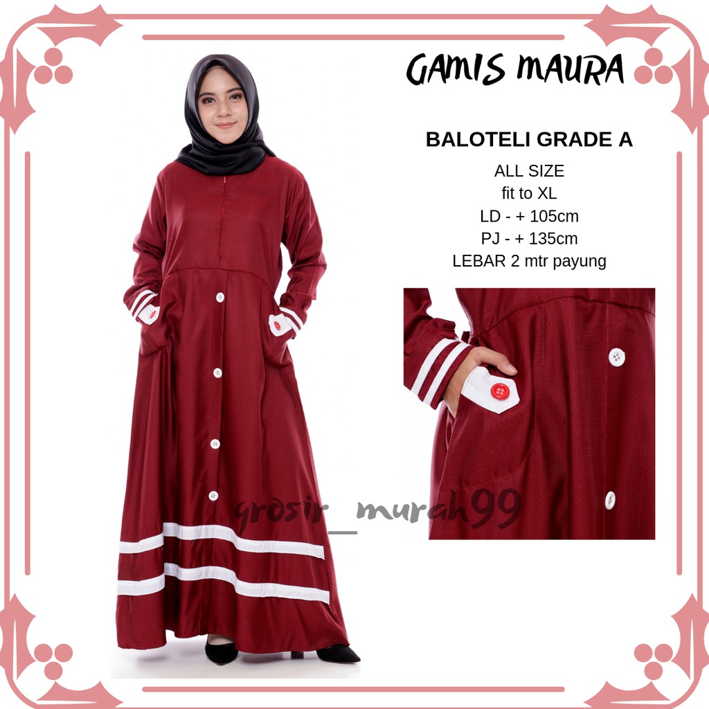 HOT PROMO Gamis Dress Syakira Kancing Baloteli Murah/Gamis Maura  PREMIUM