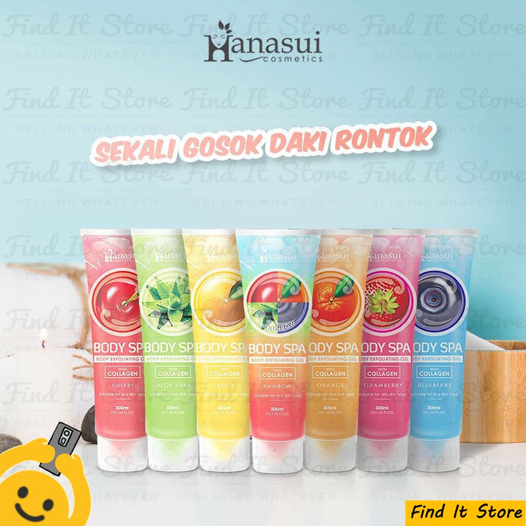 Hanasui Body Spa Exfoliating Gel with AHA Collagen 300ml Perontok Daki Bolot Kulit Mati