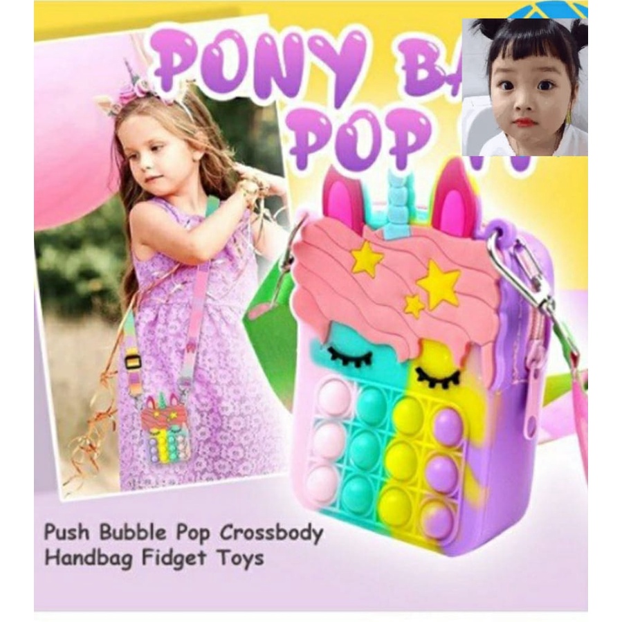 PONY BAG POP IT / TAS POP IT GAME / TAS SELEMPANG ANAK POP IT MAINAN / TAS ANAK VD