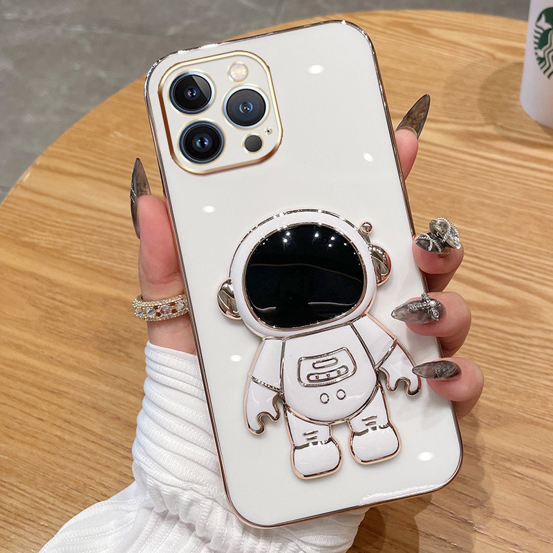 IPHONE Casing Ponsel Untuk Iphone14 13 12 11 Pro Max Warna Permen Astronot Stand Deluxe Camera Case
