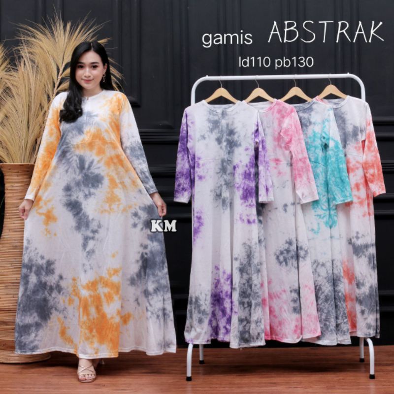 Gamis Kaos Tiedye Abstrak - Jumputan Abstrak - Grosir Gamis Murah