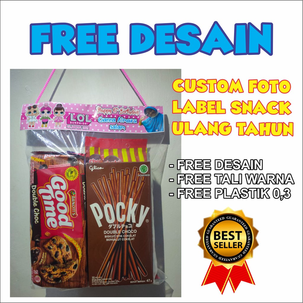 (Minim order 30pcs) CUSTOM Tas Ultah Label Jajan Snack Plastik Ulang