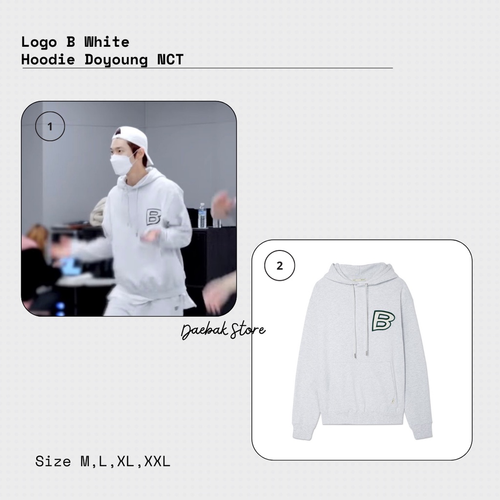 Hoodie Kpop Doyoung NCT Logo B Versi Putih outfit Idol Korea