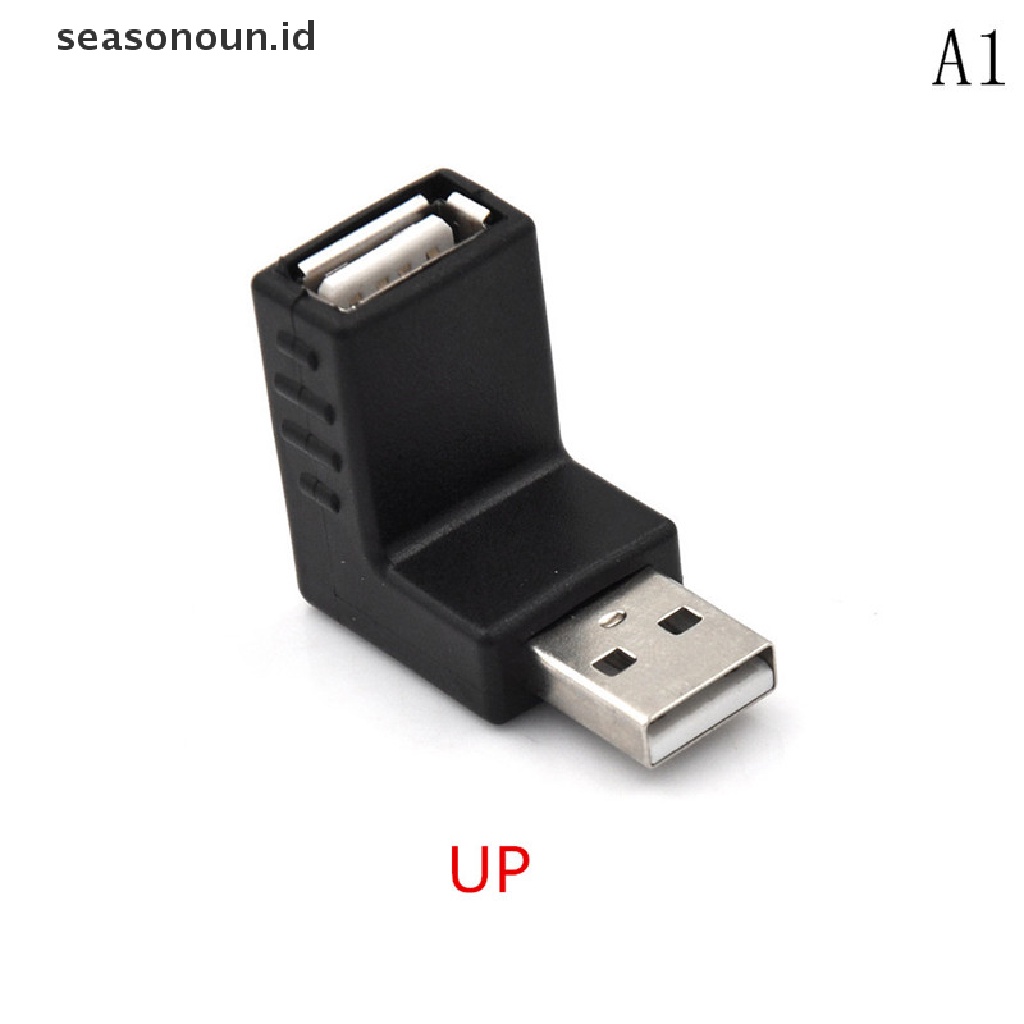 (seasonoun) Adapter Konektor Extension USB 2.0 Male Ke Female Bentuk L
