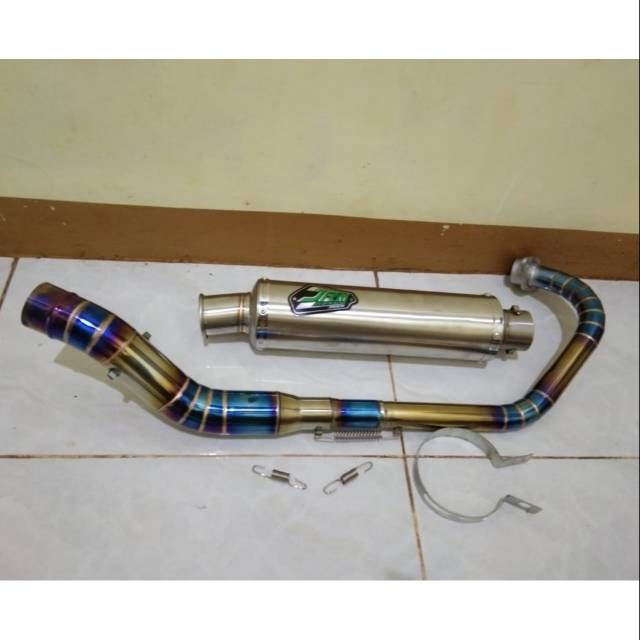 Knalpot JRM BULAT FU/VIXION leher full cacing blue