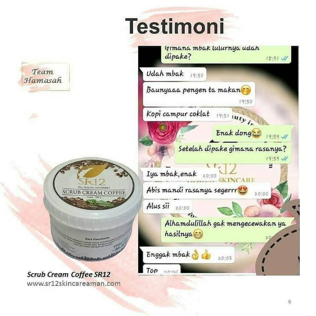 Scrub Cream Coffee SR12 Lulur Kopi Perontok Daki Body Scrub Atasi Stretch Mark Menghilangkan Selulit