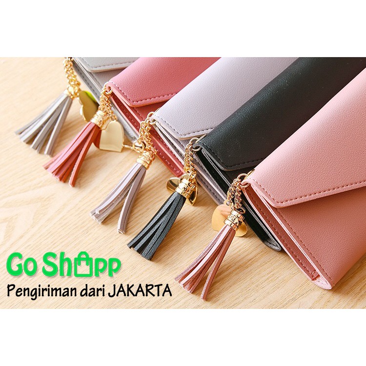 Dompet Panjang Wanita - Dompet Fashion Korea Import - Dompet Wanita Dengan Gantungan Love [PJ01]