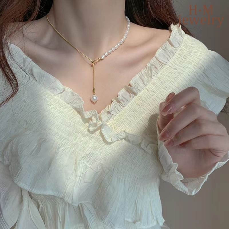 Kalung Rantai Clavicle Simple Mewah Dengan Mutiara Untuk Wanita 2022