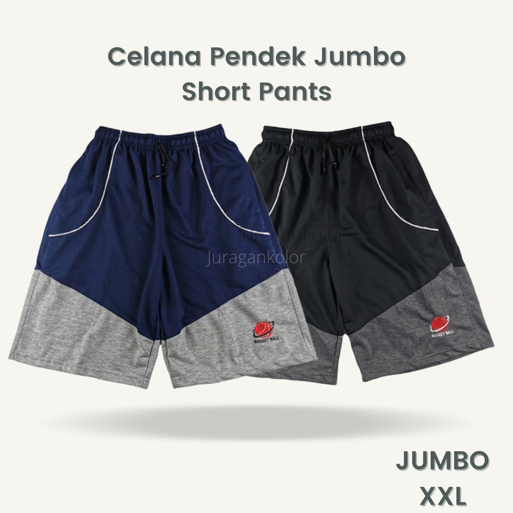 Celana Pendek Pria Jumbo Basket Kaos Baby Terry Kolor Cowok Training Olahraga Dewasa 3/4