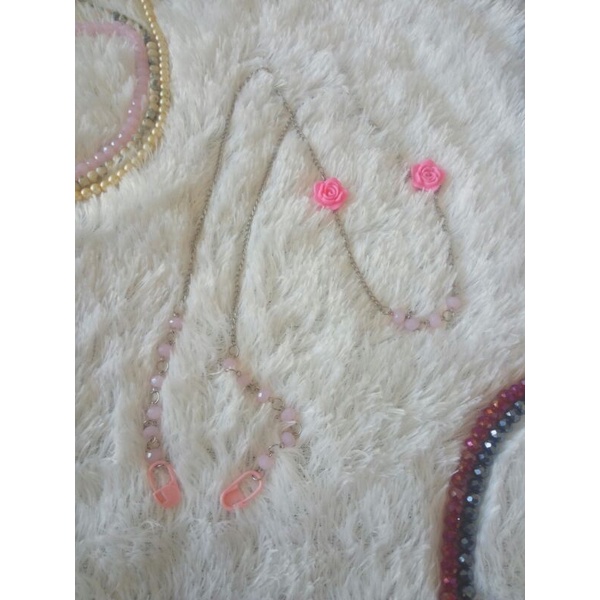 strap masker manik2 crystal 2in1 babypink