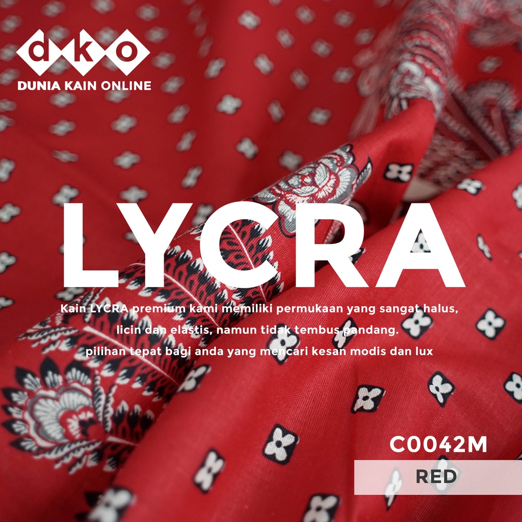 DKO Kain LYCRA Premium Cotton Stretch Motif Merak Merah