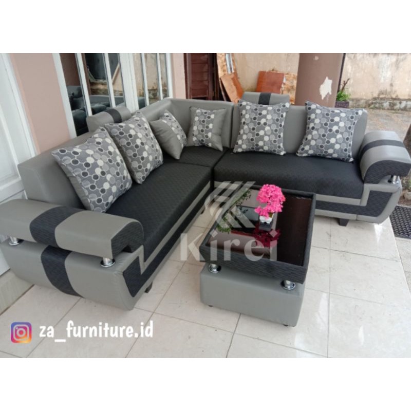 sofa L sudut kombinasi minimalis modern