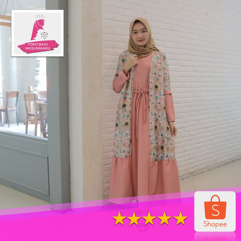 [✅COD] Fashion Gamis Amna  Dusty   / Muslimah  / Motif / Busui / Murah / Promo Premium • Toko Baju